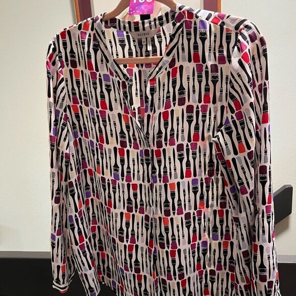 EUC ZoZo Medium Women's Multicolor Printed Paint Brushes Top #155 - Picture 5 of 5